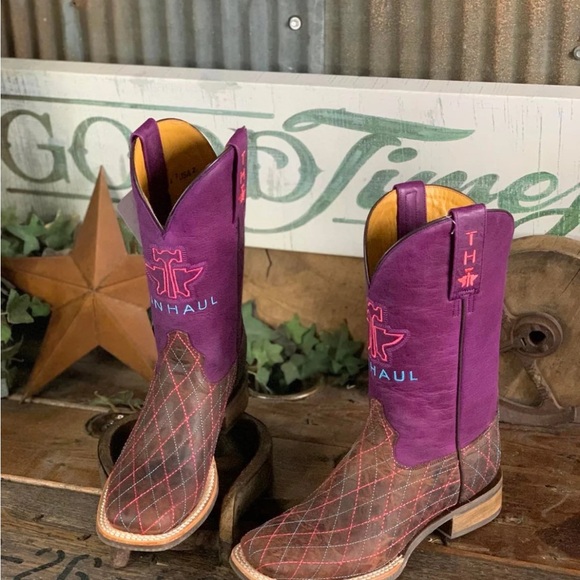 NWT Tin Haul Women's Purple and Brown Boots - Picture 3 of 14